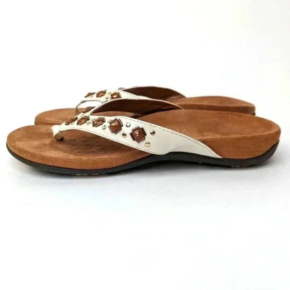 Vionic Floriana Geometric Stone Beaded Flip Flop Sandals - 6 - Picture 8 of 11